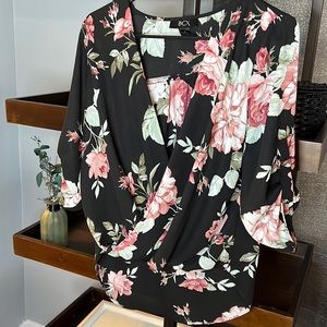 Very cute BCX dressy blouse, longer in the back and has cute rouched sleeves!